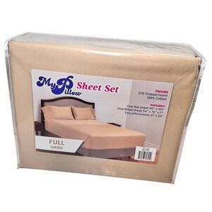 My Pillow Percale Four Piece Sheet Set Sand Size: Full 270 Thread  NWT